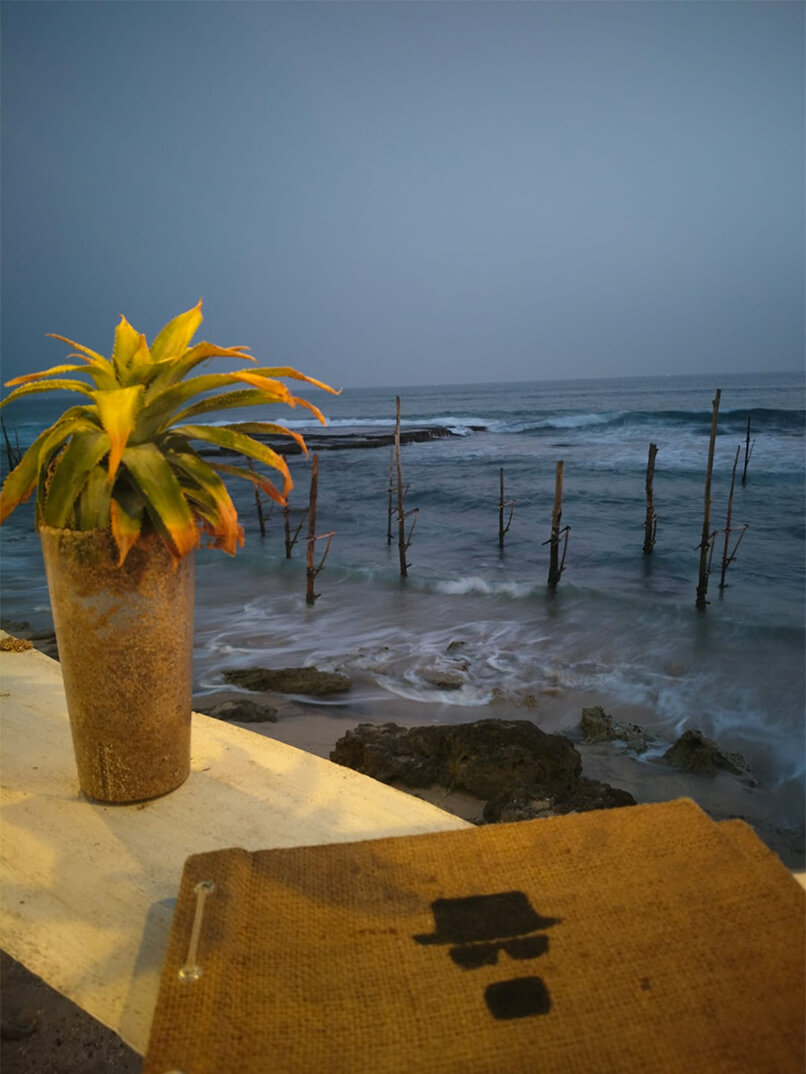 রেস্টুরেন্টের মেনু, আর বীচে স্টিল্ট ফিশিং